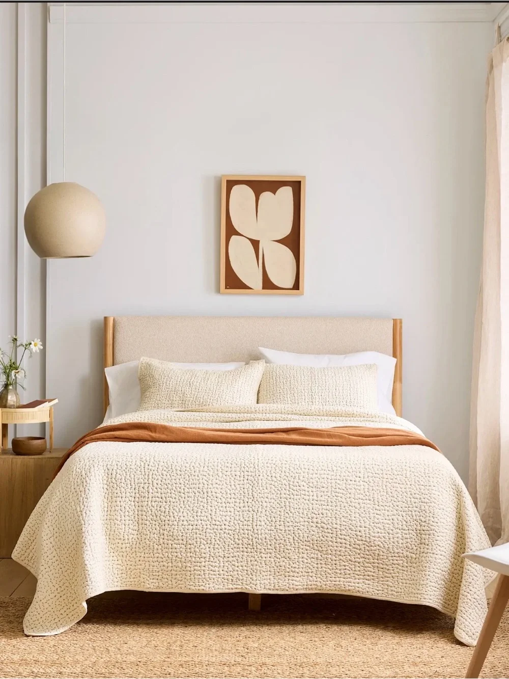 Quince Cotton Hand Stitched Quilt in Undyed King